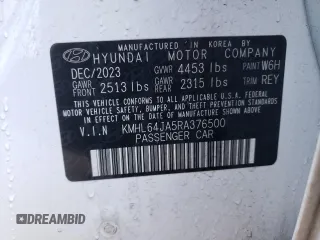 2024 Hyundai Sonata SEL z VIN KMHL64JA5RA376500, wystawiony jako Copart lot #42201915 z przebiegiem 12 958 mil mil oraz Szkoda całkowita • Salvage title. Historia ofert i sprzedaży dostępna na DreamBid. Obrazek 12.