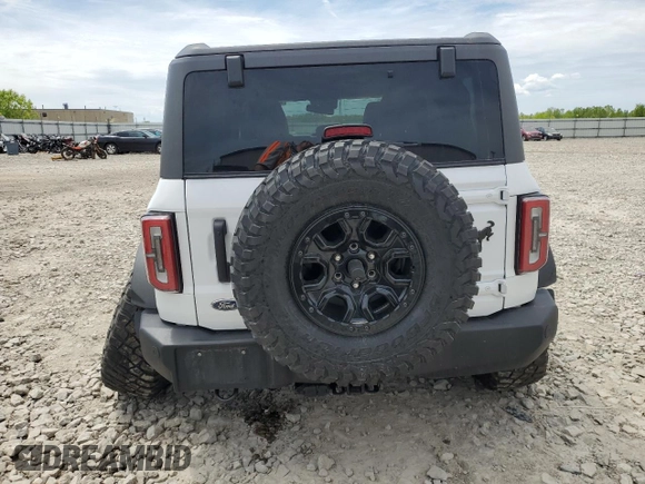 2022 Ford Bronco with VIN 1FMEE5DP4NLB67541, listed as a Copart auction lot 58427485 with 67,774 mi miles and Salvage title. Bid and sale history available at DreamBid. Image 6.