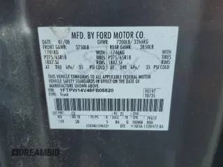 2008 Ford F-150 XLT with VIN 1FTPW14V48FB08820, listed as a Copart auction lot 64747015 with 307,040 mi miles and Salvage title. Bid and sale history available at DreamBid. Image 12.