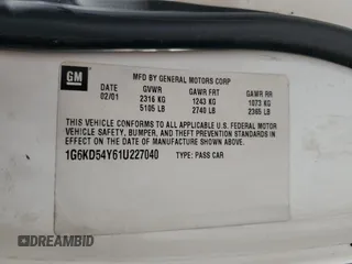 2001 Cadillac DeVille z VIN 1G6KD54Y61U227040, wystawiony jako Copart lot #46423295 z przebiegiem 180 289 mil mil oraz Szkoda całkowita • Salvage title. Historia ofert i sprzedaży dostępna na DreamBid. Obrazek 14.