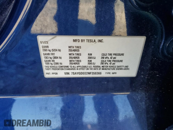 2022 Tesla Model Y Long Range z VIN 7SAYGDEE2NF358366, wystawiony jako Copart lot #50771255 z przebiegiem 73 554 mil mil oraz Szkoda całkowita • Salvage title. Historia ofert i sprzedaży dostępna na DreamBid. Obrazek 13.