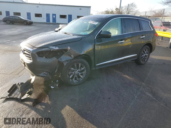 2013 Infiniti JX35 with VIN 5N1AL0MM9DC304341, listed as a Copart auction lot 43156525 with 32,577 mi miles and Salvage Title. Bid and sale history available at carsss.com. Image 1.