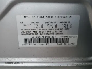 2008 Mazda 3 Sport with VIN JM1BK32F081804357, listed as a Copart auction lot 47356055 with 91,200 mi miles and Salvage Title. Bid and sale history available at DreamBid. Image 14.
