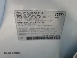 2014 Audi Q5 Premium Plus with VIN WA1DGAFP5EA078423, listed as a Copart auction lot 59508495 with 90,617 mi miles and Salvage title. Bid and sale history available at DreamBid. Image 13.
