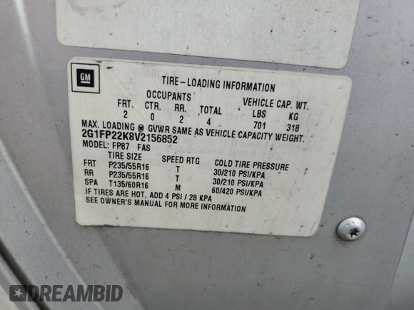 1997 Chevrolet Camaro z VIN 2G1FP22K8V2156852, wystawiony jako Copart lot #51080085 z przebiegiem 163 068 mil mil oraz Szkoda całkowita • Salvage title. Historia ofert i sprzedaży dostępna na DreamBid. Obrazek 13.