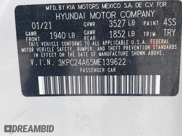 2021 Hyundai Accent SEL z VIN 3KPC24A65ME139622, wystawiony jako IAAI lot #42274398 z przebiegiem 99 468 mil mil oraz . Historia ofert i sprzedaży dostępna na DreamBid. Obrazek 9.