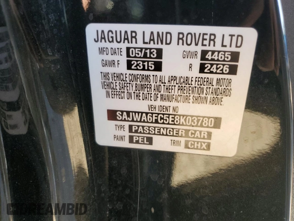 2014 Jaguar F-Type S with VIN SAJWA6FC5E8K03780, listed as a Copart auction lot 84815104 with Not Provided miles and Clean Title. Bid and sale history available at DreamBid. Image 12.