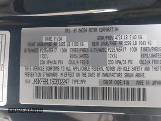 2025 Mazda CX-5 2.5 S Select Package with VIN JM3KFBBL1S0602247, listed as a IAAI auction lot 41835586 with 1,020 mi miles. Bid and sale history available at carsss.com. Image 9.