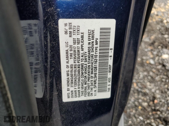 2016 Honda Odyssey EX-L z VIN 5FNRL5H61GB116310, wystawiony jako Copart lot #58028545 z przebiegiem 89 654 mil mil oraz Szkoda całkowita • Salvage title. Historia ofert i sprzedaży dostępna na DreamBid. Obrazek 13.