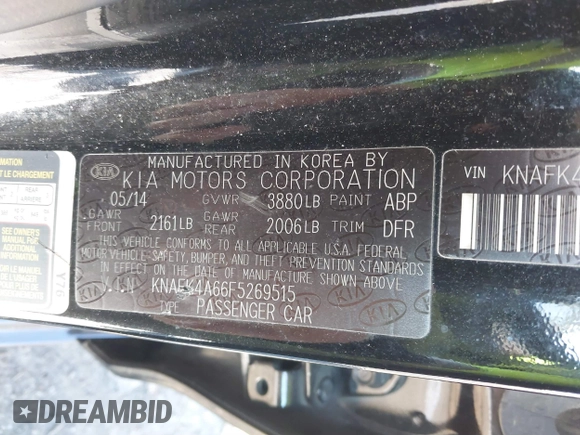 2015 Kia Forte LX with VIN KNAFK4A66F5269515, listed as a IAAI auction lot 41374706 with 150,173 mi miles. Bid and sale history available at carsss.com. Image 9.
