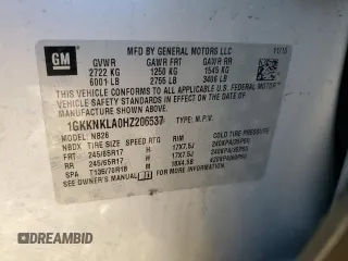 2017 GMC Acadia SLE with VIN 1GKKNKLA0HZ206537, listed as a Copart auction lot 82787104 with 150,799 mi miles and Salvage Title. Bid and sale history available at DreamBid. Image 13.