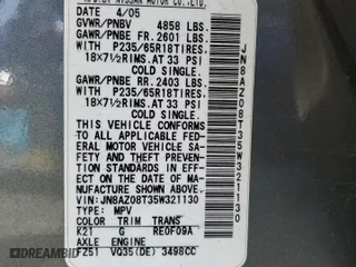 2005 Nissan Murano SL with VIN JN8AZ08T35W321130, listed as a Copart auction lot 68739024 with 175,786 mi miles and Salvage Title. Bid and sale history available at carsss.com. Image 12.