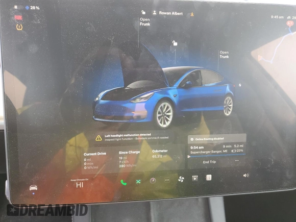 2022 Tesla Model 3 Long Range with VIN 5YJ3E1EB6NF190460, listed as a Copart auction lot 46476165 with 65,312 mi miles and Salvage Title. Bid and sale history available at carsss.com. Image 9.