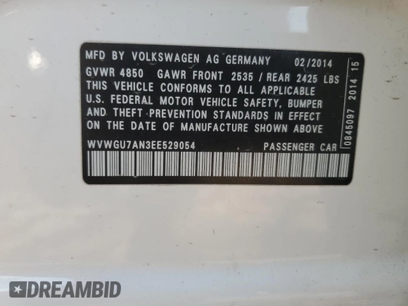 2014 Volkswagen CC VR6 Executive 4Motion with VIN WVWGU7AN3EE529054, listed as a Copart auction lot 84469334 with 163,433 mi miles and Clean Title. Bid and sale history available at carsss.com. Image 13.