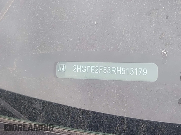 2024 Honda Civic Sport z VIN 2HGFE2F53RH513179, wystawiony jako IAAI lot #42051343 z przebiegiem 23 784 mil mil oraz . Historia ofert i sprzedaży dostępna na DreamBid. Obrazek 9.
