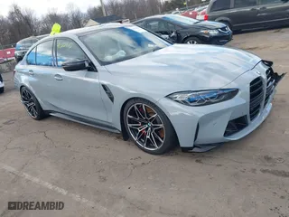 2024 BMW M3 Competition xDrive with VIN WBS43AY00RFS56564, listed as a IAAI auction lot 41222485 with 7,477 mi miles. Bid and sale history available at carsss.com. Image 1.
