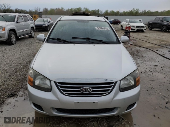 2009 Kia Spectra EX with VIN KNAFE221595657550, listed as a Copart auction lot 52805205 with 95,777 mi miles and Salvage Title. Bid and sale history available at DreamBid. Image 5.