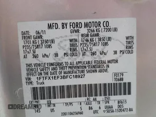 2011 Ford F-150 XL with VIN 1FTFX1EF3BFC18927, listed as a Copart auction lot 53183275 with 113,140 mi miles and Salvage Title. Bid and sale history available at DreamBid. Image 12.