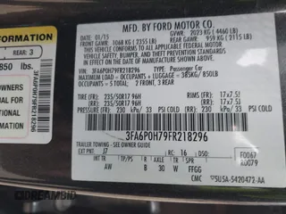 2015 Ford Fusion SE with VIN 3FA6P0H79FR218296, listed as a IAAI auction lot 41834928 with 233,826 mi miles. Bid and sale history available at carsss.com. Image 9.