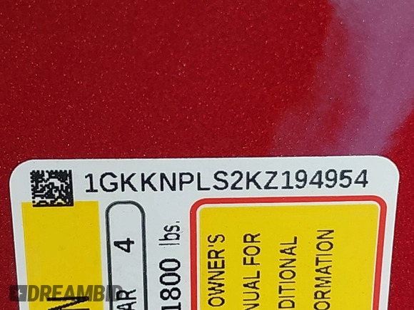 2019 GMC Acadia Denali z VIN 1GKKNPLS2KZ194954, wystawiony jako IAAI lot #41763851 z przebiegiem 93 433 mil mil oraz . Historia ofert i sprzedaży dostępna na DreamBid. Obrazek 9.