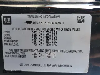 2023 Chevrolet Tahoe Z71 with VIN 1GNSKPKD2PR147011, listed as a Copart auction lot 86640644 with 18,167 mi miles and Clean Title. Bid and sale history available at carsss.com. Image 14.