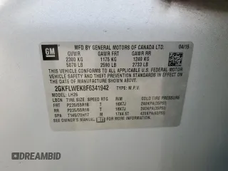 2015 GMC Terrain SLE с VIN 2GKFLWEK8F6341942, выставлен на аукционе Copart как лот 53573645 с пробегом 113 196 миль миль и Списание • Salvage title. История ставок и продаж доступна на DreamBid. Изображение 13.