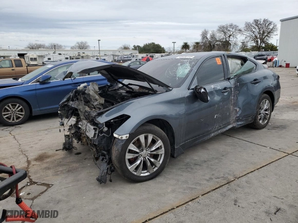2012 Infiniti M37 with VIN JN1BY1ARXCM390674, listed as a Copart auction lot 43830145 with 0 miles and Salvage Title. Bid and sale history available at carsss.com. Image 1.