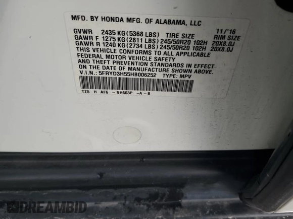 2017 Acura MDX Technology with VIN 5FRYD3H55HB006252, listed as a Copart auction lot 58595065 with 159,857 mi miles and Salvage title. Bid and sale history available at DreamBid. Image 13.