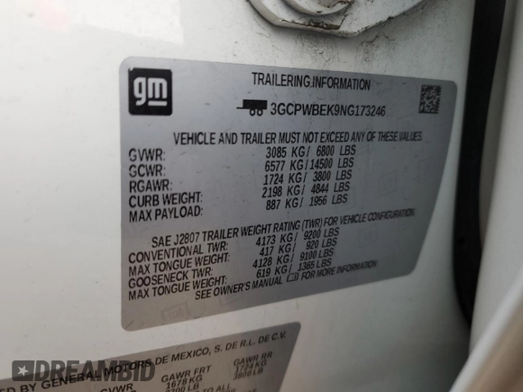 2022 Chevrolet Silverado 1500 Custom with VIN 3GCPWBEK9NG173246, listed as a Copart auction lot 49134355 with 66,452 mi miles and Salvage Title. Bid and sale history available at DreamBid. Image 12.