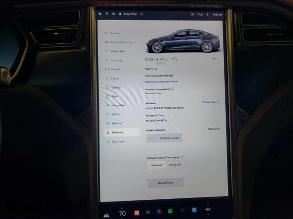 2014 Tesla Model S 60 with VIN 5YJSA1H14EFP53113, listed as a Copart auction lot 69430934 with 116,970 mi miles and Non repairable. Bid and sale history available at DreamBid. Image 9.