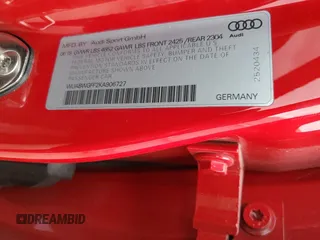 2019 Audi RS 3 with VIN WUABWGFF2KA906727, listed as a Copart auction lot 49337425 with 52,355 mi miles and Salvage title. Bid and sale history available at DreamBid. Image 14.