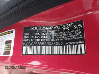 2010 Mercedes-Benz C 300 Sport with VIN WDDGF8BB5AR088086, listed as a IAAI auction lot 41982638 with 176,526 mi miles and . Bid and sale history available at carsss.com. Image 9.