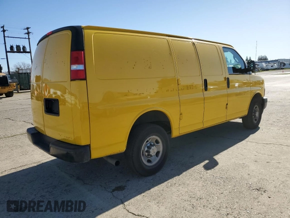 2023 Chevrolet Express Cargo with VIN 1GCWGAFP4P1160421, listed as a Copart auction lot 43565435 with 48,019 mi miles and Salvage title. Bid and sale history available at DreamBid. Image 4.