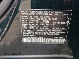 2021 Volkswagen Atlas SEL Premium with VIN 1V2TR2CA8MC516807, listed as a Copart auction lot 56819505 with 65,111 mi miles and Salvage title. Bid and sale history available at DreamBid. Image 13.