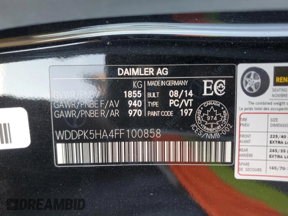 2015 Mercedes-Benz SLK-Class SLK 350 with VIN WDDPK5HA4FF100858, listed as a Copart auction lot 80667864 with 101,052 mi miles and Salvage Title. Bid and sale history available at carsss.com. Image 13.