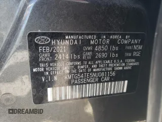 2022 Genesis G70 3.3T with VIN KMTG54TE5NU081156, listed as a Copart auction lot 66565194 with 35,127 mi miles and Salvage Title. Bid and sale history available at carsss.com. Image 14.