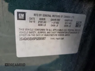 2015 Buick Regal with VIN 2G4GK5EX6F9256987, listed as a Copart auction lot 52890705 with 132,404 mi miles and Salvage title. Bid and sale history available at DreamBid. Image 12.