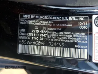 2015 Mercedes-Benz C-Class C 400 with VIN 55SWF6GB9FU024499, listed as a Copart auction lot 86056314 with 62,347 mi miles and Salvage Title. Bid and sale history available at carsss.com. Image 12.