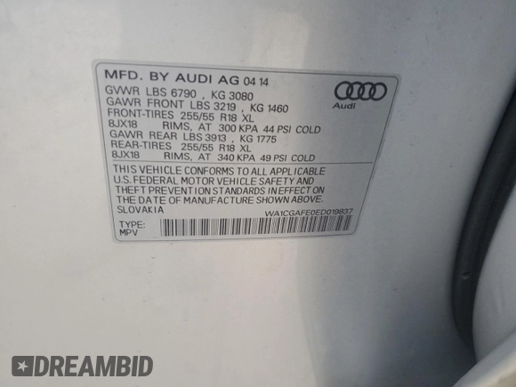2014 Audi Q7 3.0T Premium with VIN WA1CGAFE0ED019837, listed as a Copart auction lot 79432134 with 175,017 mi miles and Salvage Title. Bid and sale history available at carsss.com. Image 14.