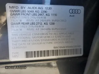 2021 Audi A4 allroad Premium Plus with VIN WA18AAF45MA035983, listed as a Copart auction lot 75879524 with 34,655 mi miles and Salvage Title. Bid and sale history available at carsss.com. Image 13.