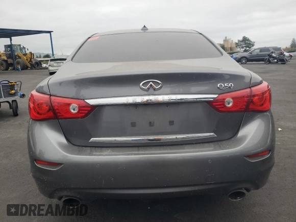 2014 Infiniti Q50 Hybrid Premium with VIN JN1AV7APXEM692295, listed as a Copart auction lot 54415395 with Not provided miles and Salvage title. Bid and sale history available at DreamBid. Image 6.