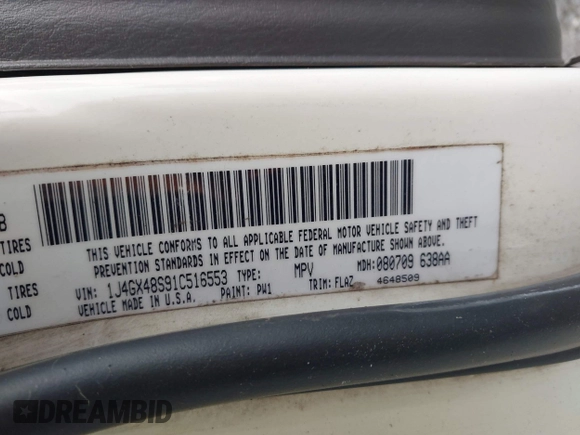 2001 Jeep Grand Cherokee Laredo с VIN 1J4GX48S91C516553, выставлен на аукционе IAAI как лот 42270834 с пробегом 249 038 миль миль и . История ставок и продаж доступна на DreamBid. Изображение 9.
