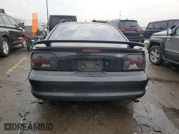 1995 Ford Mustang GT with VIN 1FALP42T6SF280181, listed as a Copart auction lot 43756215 with 57,522 mi miles and Salvage title. Bid and sale history available at DreamBid. Image 6.