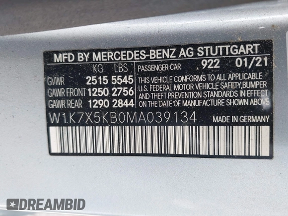 2021 Mercedes-Benz AMG GT 43 z VIN W1K7X5KB0MA039134, wystawiony jako IAAI lot #42129975 z przebiegiem 50 856 mil mil oraz . Historia ofert i sprzedaży dostępna na DreamBid. Obrazek 9.