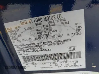 2009 Ford F-150 XL with VIN 1FTPW12V09FB33332, listed as a IAAI auction lot 41579223 with 200,105 mi miles. Bid and sale history available at carsss.com. Image 9.
