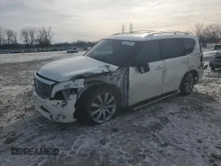 2012 Infiniti QX56 8-passenger with VIN JN8AZ2ND2C9716033, listed as a Copart auction lot 43325405 with 0 mi miles and Salvage Title. Bid and sale history available at carsss.com. Image 1.
