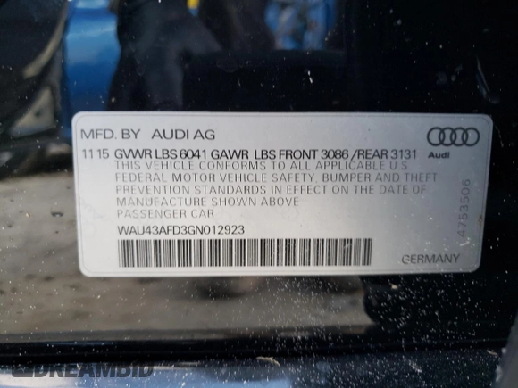 2016 Audi A8 L 4.0T Sport with VIN WAU43AFD3GN012923, listed as a Copart auction lot 73294802 with 24,522 mi miles. Bid and sale history available at carsss.com. Image 12.