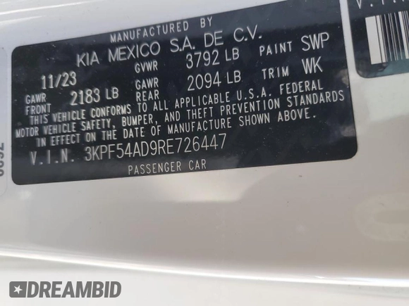 2024 Kia Forte GT-Line with VIN 3KPF54AD9RE726447, listed as a Copart auction lot 45429515 with 19,542 mi miles and Salvage Title. Bid and sale history available at carsss.com. Image 15.