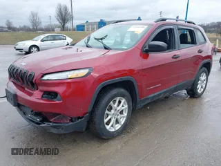 2016 Jeep Cherokee Sport with VIN 1C4PJMAB8GW120767, listed as a IAAI auction lot 41466290 with 1 mi miles. Bid and sale history available at carsss.com. Image 2.