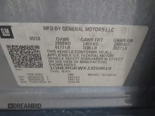 2018 Chevrolet Traverse LT Cloth with VIN 1GNERGKWXJJ259619, listed as a IAAI auction lot 41952657 with 73,174 mi miles. Bid and sale history available at carsss.com. Image 9.